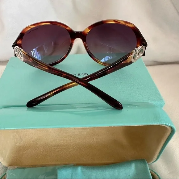 Tiffany & Co 1837 Round Circle Tortoise Shell Frame Sunglasses Violet Lens NWT Tortoise Narrow Thick Round Tinted Sunglasses with Purple  main image 3
